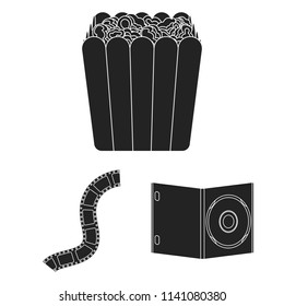 Films and cinema black icons in set collection for design.Movies and Attributes vector symbol stock web illustration.
