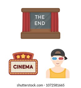 Films and cinema cartoon icons in set collection for design.Movies and Attributes vector symbol stock web illustration.