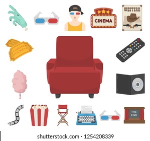 Films and cinema cartoon icons in set collection for design.Movies and Attributes vector symbol stock web illustration.