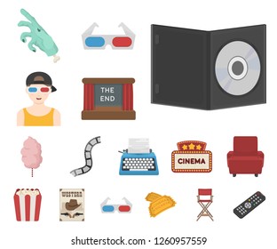 Films and cinema cartoon icons in set collection for design.Movies and Attributes vector symbol stock web illustration.