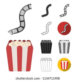Films and cinema cartoon,black,flat,monochrome,outline icons in set collection for design.Movies and Attributes vector symbol stock web illustration.