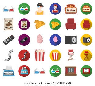 Films and cinema cartoon,flat icons in set collection for design.Movies and Attributes vector symbol stock web illustration.