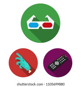 Films and cinema flat icons in set collection for design.Movies and Attributes vector symbol stock web illustration.