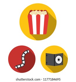 Films and cinema flat icons in set collection for design.Movies and Attributes vector symbol stock web illustration.