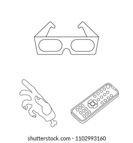 Films and cinema outline icons in set collection for design.Movies and Attributes vector symbol stock web illustration.