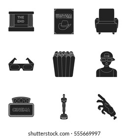 Films and cinema set icons in black style. Big collection of films and cinema vector symbol stock illustration