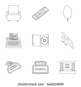 Films and cinema set icons in outline style. Big collection of films and cinema vector symbol stock illustration