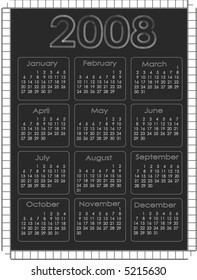 calendario vectorial 2008 de tiras de archivo bordeado