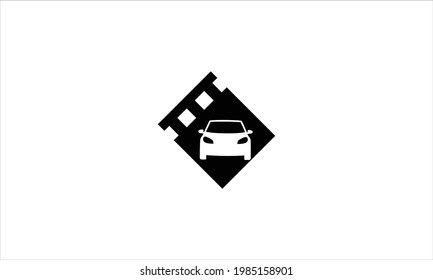 Filmstrip  with Car icon Logo design vector illustration template symbol