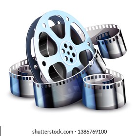 Film-strip for cinema motion picture production and movie theater entertainment. Isolated on white background. Eps10 vector illustration.