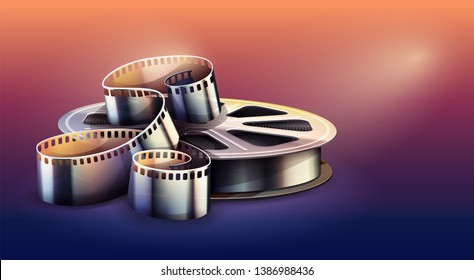 Film-strip for cinema motion picture production and movie theater entertainment. Eps10 vector illustration.