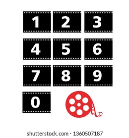 film-strip cinematography concept. Board on a white background. Realistic clapper. cinema