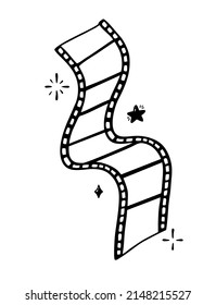 Filmstreifen Doodle handgezeichnet Linie Vektorgrafik im Stil einer Doodle einzeln auf Weiß 