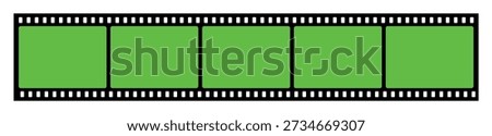 Filmstrip frame sequence with green chroma placeholders for video editing previews cinematic slides motion graphics presentations trailers transitions and visual storytelling workflows