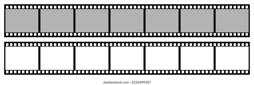 Filmstrip with frames. Realistic film strip icon used for cinema reel, videography elements.