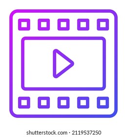 filmstrip Icon. User interface Vector Illustration, As a Simple Vector Sign and Trendy Symbol in Line Art Style, for Design and Websites, or Mobile Apps,