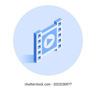 Filmstrip icon. Vector illustration in flat isometric 3D style.