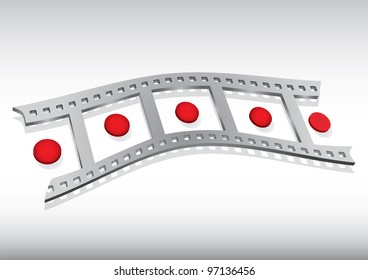 Filmstrip illustration with red circle and background
