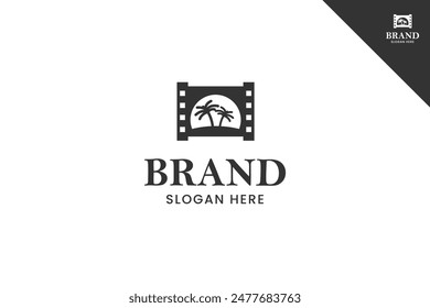 Filmstrip modern logotype. Entertainment brand identity design template. Perfect logo for business related to cinema industry. Isolated background. Vector eps 10.