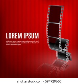 Filmstrip on a red background. Cinema concept. EPS10 vector