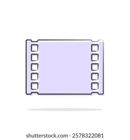 Filmstrip piece, camera film, film negative emblem. Filmstrip doodle line icon isolated on white background. Vector illustration