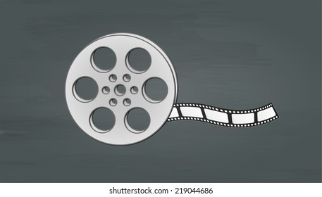 filmstrip and reel on dark background, vector