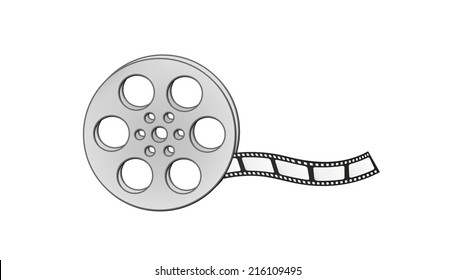 filmstrip and reel on white background, isolated