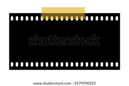 Filmstrip sticky notes vector image. Paper sticky memo notes hand drawn illustration in sketch style clipart isolated. Negative film filmstreifen. Photo filmstrip blank filter. Editable camera roll.