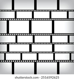 Plantilla de collage de composición de Plantilla de tira de película para Fotos cuadradas. Diseño de Vector y rejilla para Fotos. Diseño geométrico de moda simple sobre fondo blanco