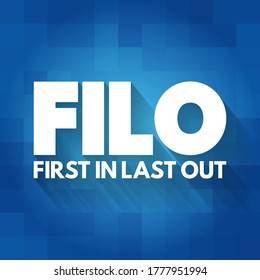 FILO - First In Last Out acronym, concept background