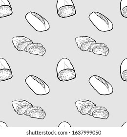 Filone seamless pattern greyscale drawing. Useable for wallpaper or any sized decoration. Handdrawn Vector Illustration