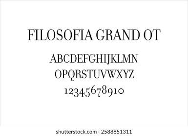 Filosofia Grand OT font for logo and headline. Isolated vector typeset