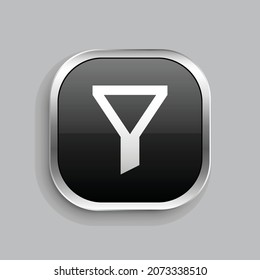 filter 2 line icon design. Glossy Button style rounded rectangle isolated on gray background. Vector illustration