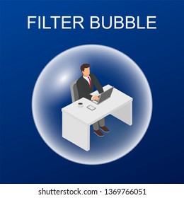 Filter Bubble / Web Information From Social Media Vector Illustration