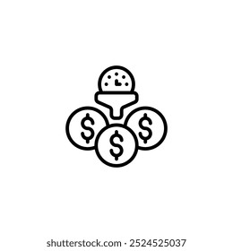 Filtrar Icono de contorno de Precio más barato e ilustración