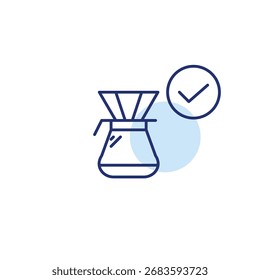 Filtrar café e marca de seleção. Café, menu barista. Pixel perfeito, ícone de vetor de traçado editável