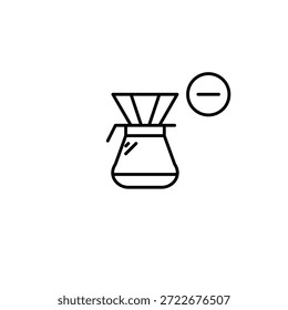 Filtrar café e menos. Bebida quente removida. Pixel perfeito, ícone de vetor de traçado editável