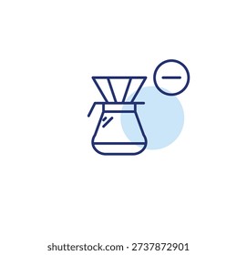 Filter coffee and minus. Hot drink removed. Pixel perfect, editable stroke vector icon