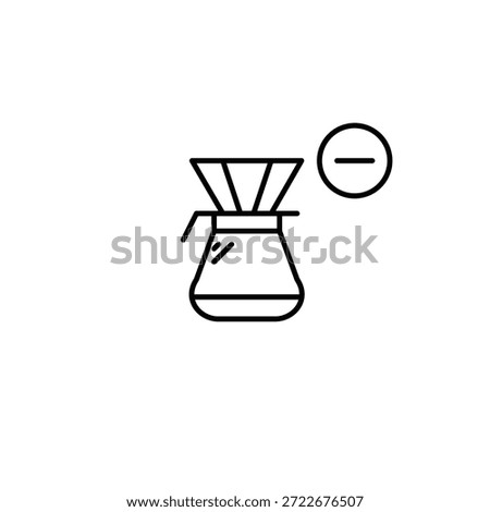 Filter coffee and minus. Hot drink removed. Pixel perfect, editable stroke vector icon