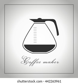 Filter coffee pot simple flat icon. Vector black coffee maker machine pot. Isolated graphic illustration. Glass jug