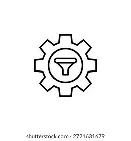 Icono de contorno de rueda dentada del Filtrar para el sistema de procesamiento de datos