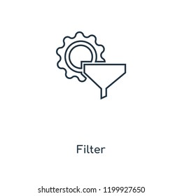 Filter concept line icon. Linear Filter concept outline symbol design. This simple element illustration can be used for web and mobile UI/UX.