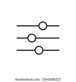 Filter control icon Outline set in black and white color