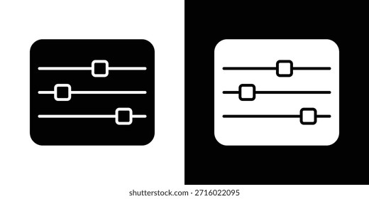 Icono de control del Filtrar, pictograma de silueta. conjunto de iconos negros