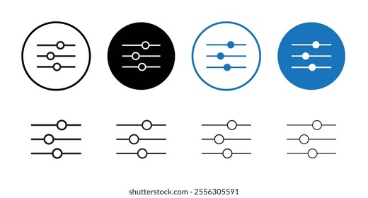 Filter control icon Thin line vector illustration set