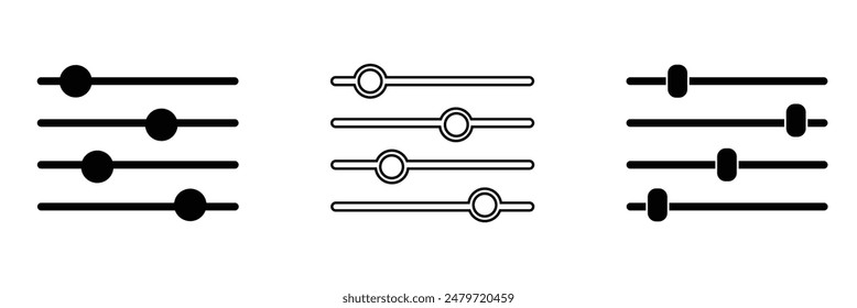Filter control icon vector set. Adjustment illustration sign. mixer symbol on white background.