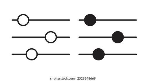 Filter Control icons. Vector set in filled and line style.