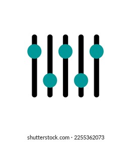 Filter control isolated minimal icon. Web icon set music setting. Adjustment icon. Balance button. Turquoise color.