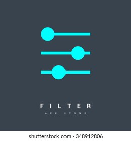 Filter control isolated minimal icon. Settings line vector icon for websites and mobile minimalistic flat design.