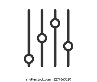 Filter control settings isolated minimal icon in black  color. Line vector icon for websites and mobile minimalistic flat design. Modern trend concept design style illustration symbol - Vector